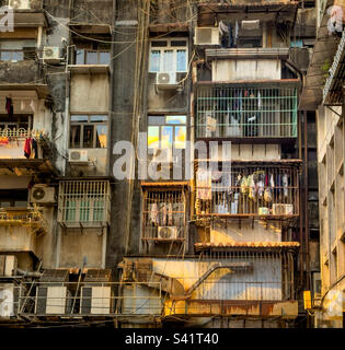 Vecchio edificio in cemento a Macao, Cina Foto Stock