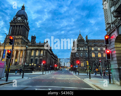 Municipio di Leeds sulla testata a Leeds Foto Stock