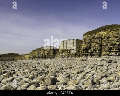 Scogliere a Rhoose Point Foto Stock