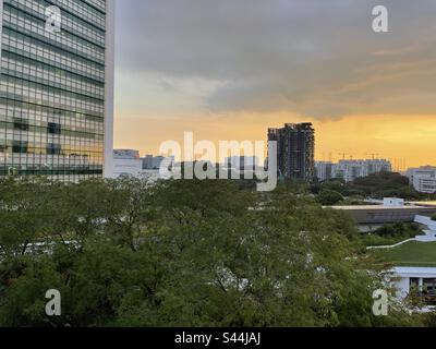 Campus NUS al tramonto di Singapore Foto Stock