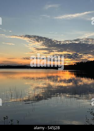 Sonnenuntergang in Schweden Foto Stock