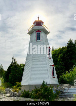 Il faro Big Tub di Tobermory, Ontario, Canada. Foto Stock