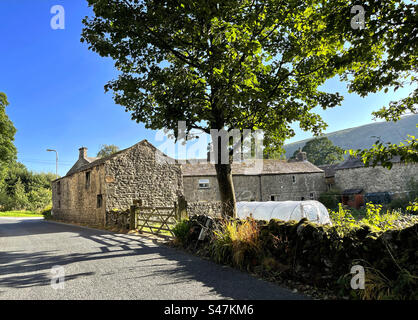 Country Lane vicino a Starbotton, nel cuore dello Yorkshire Dales vicino a Skipton, Yorkshire, Regno Unito Foto Stock