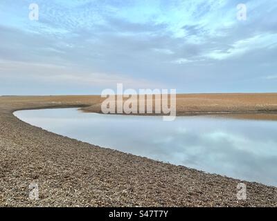 Laguna di Shingle Street. Suffolk, Inghilterra, Regno Unito. Foto Stock