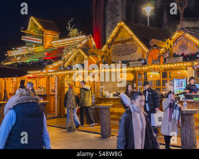 Mercatino di Natale sulla Hayes nel centro di Cardiff: Phillip Roberts Foto Stock