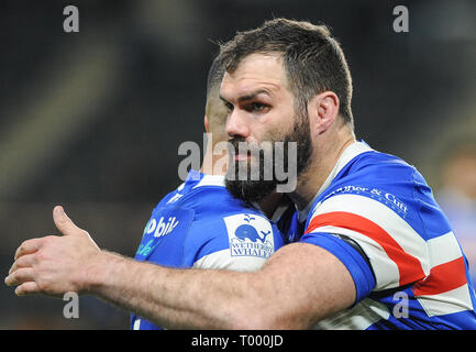 Hull, Regno Unito. , . Il 15 marzo 2019. KCOM Stadium, Hull, Inghilterra; Rugby League Betfred Super League, Hull FC vs Wakefield Trinità; Wakefield TrinityÕs Anthony Inghilterra. Credito: Dean Williams/Alamy Live News Foto Stock