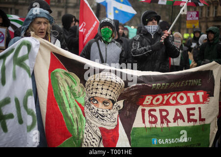 Glasgow, Scozia, 16 marzo 2019. Pro-Palestine e gruppi Pro-Israel soddisfare ad un anti-razzismo nel rally di George Square, a Glasgow in Scozia, 16 marzo 2019. Foto di: Jeremy Sutton-Hibbert/Alamy Live News. Foto Stock