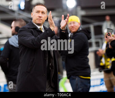 Marzo 16, 2019: Columbus Crew SC head coach Caleb Porter prima di affrontare FC Dallas nel loro gioco in Columbus, Ohio, Stati Uniti d'America. Brent Clark/Alamy Live News Foto Stock