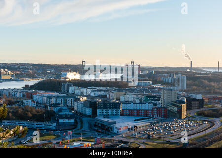 Una prospettiva aerea della città di Göteborg dalla cima della collina ramberget svezia Foto Stock