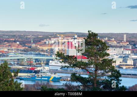 Una prospettiva aerea della città di Göteborg dalla cima della collina ramberget svezia Foto Stock