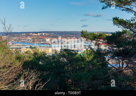 Una prospettiva aerea della città di Göteborg dalla cima della collina ramberget svezia Foto Stock