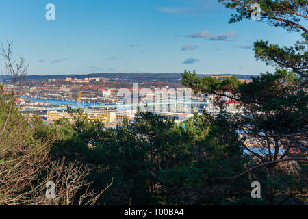 Una prospettiva aerea della città di Göteborg dalla cima della collina ramberget svezia Foto Stock