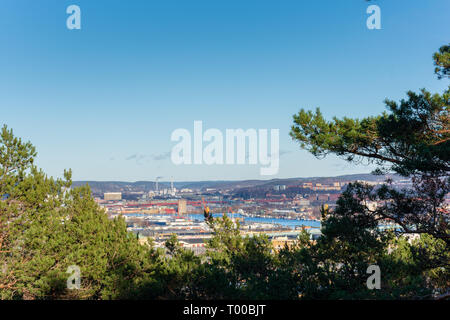 Una prospettiva aerea della città di Göteborg dalla cima della collina ramberget svezia Foto Stock