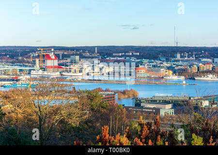 Una prospettiva aerea della città di Göteborg dalla cima della collina ramberget svezia Foto Stock