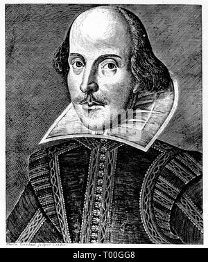 La pagina del titolo da 'le commedie, le storie e le tragedie del sig. William Shakespeare' comunemente indicata come il primo Folio, 1623. Di Martin Droeshout (1601-c1650). Foto Stock