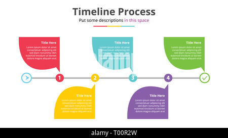 Processo timeline infographics modello con 5 punti - passo vettore Foto Stock