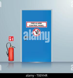 Sistema di allarme antincendio sala illustrazione vettoriale Illustrazione Vettoriale