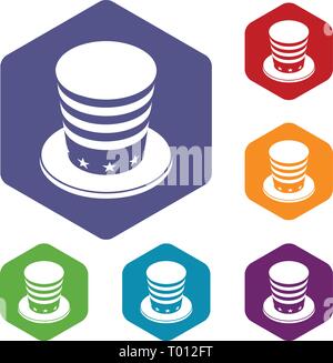 American conic hat icone hexahedron vettore Illustrazione Vettoriale