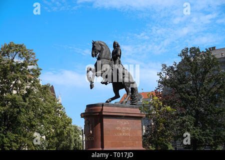 Statua di Francesco Rákóczi II monumento davanti al parlamento ungherese la costruzione di Budapest, Ungheria Foto Stock