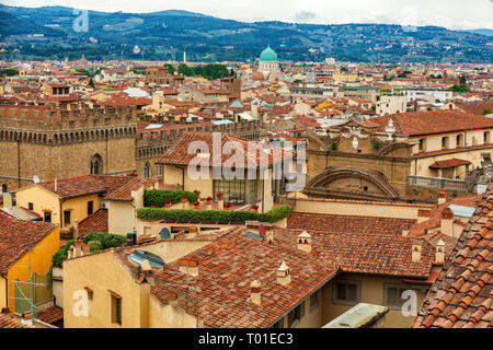 Sinagoga Comunità Ebraica visto da Palazzo Vecchio a Firenze, Toscana, Italia. Foto Stock