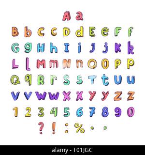 Cartone animato per bambini colorate a mano piena alfabeto. Illustrazione Vettoriale Illustrazione Vettoriale