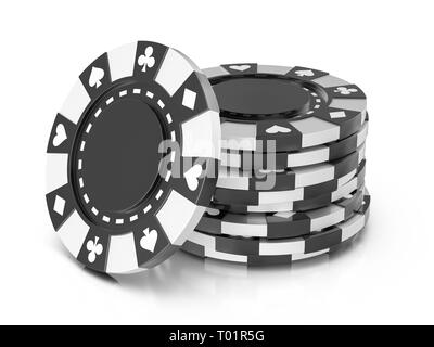 Casino chip su uno sfondo bianco. 3d'illustrazione. Foto Stock