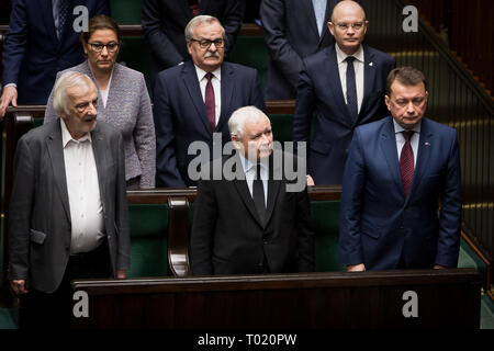 Leader del diritto e della giustizia (PIS) partito Jaroslaw Kaczynski a Varsavia in Polonia il 30 gennaio 2019 Foto Stock