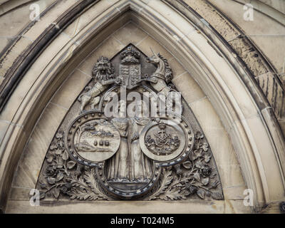 Un intaglio di arte presso il blocco orientale del Canada di Parliament Hill, Ottawa, la capitale del Canada. Foto Stock