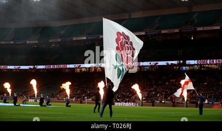 Vista generale prima le donne del Sei Nazioni corrispondono a Twickenham Stadium di Londra. Foto Stock