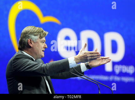 Bucarest, Romania - 16 Marzo 2019: Antonio Lopez-Isturiz bianco, il Segretario Generale del Partito popolare europeo, parla in EPP, tenutosi a Bucarest. Credito: vul/Alamy Live News Foto Stock