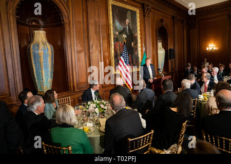 Presidente Trump offre commento a amici di Irlanda pranzo giovedì 14 marzo, 2019, al Campidoglio degli Stati Uniti in Washington D.C. Persone: presidente Donald Trump Foto Stock