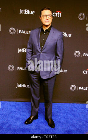 In California, Stati Uniti d'America. 16 marzo 2019. Personalità televisiva Stephen Colbert assiste 'Una Serata con Stephen Colbert' al PaleyFest di Los Angeles 2019 il 16 marzo 2019 presso il Teatro Dolby in Hollywood, la California. Foto di Barry re/Alamy Live News Foto Stock