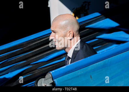 Madrid, Spagna. 16 marzo 2019. Del Real Madrid in pullman Zinedine Zidane visto durante la Liga match tra il Real Madrid e il Real Club Celta de Vigo a Stadio Santiago Bernabeu di Madrid in Spagna. Marzo 16, 2019. Credito: SOPA Immagini limitata/Alamy Live News Foto Stock