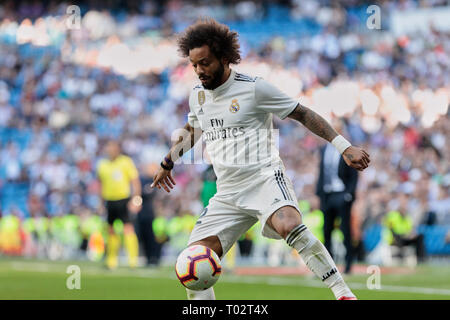 Madrid, Spagna. 16 marzo 2019. Il Real Madrid è Marcelo Vieira visto in azione durante la Liga match tra il Real Madrid e il Real Club Celta de Vigo a Stadio Santiago Bernabeu di Madrid in Spagna. Credito: SOPA Immagini limitata/Alamy Live News Foto Stock