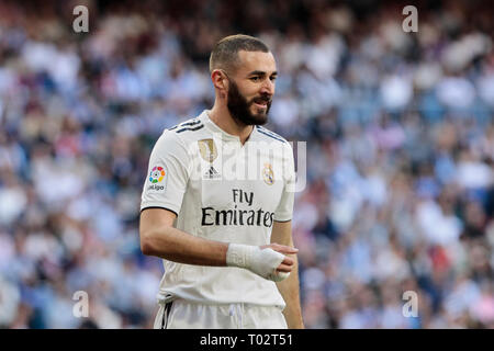 Madrid, Spagna. 16 marzo 2019. Del Real Madrid Karim Benzema visto in azione durante la Liga match tra il Real Madrid e il Real Club Celta de Vigo a Stadio Santiago Bernabeu di Madrid in Spagna. Credito: SOPA Immagini limitata/Alamy Live News Foto Stock