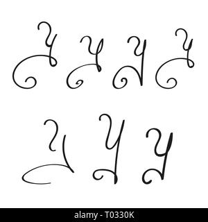 Vector disegnati a mano Y floreali monogramma o logo. Lettere maiuscole scritte a mano la lettera Y con fiori e rami. Fiori Selvatici.EPS 10 Illustrazione Vettoriale