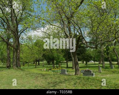 Zolfo, OKLAHOMA-APRILE 2016: vecchie lapidi in un palazzo del XIX secolo il cimitero di zolfo, Oklahoma. Foto Stock