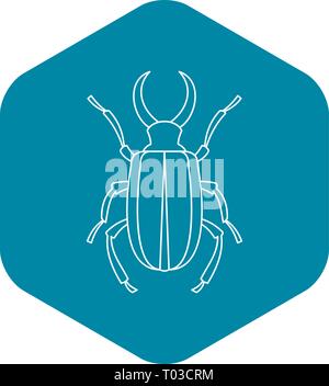 Lucanus cervus beetle icona, stile contorno Illustrazione Vettoriale