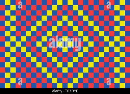 Garishly luminoso sullo sfondo a mosaico di colore blu, rosso e giallo le piazze Illustrazione Vettoriale