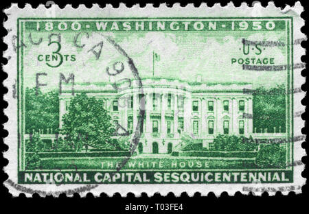 Stati Uniti - circa 1950: un timbro stampato negli Stati Uniti mostra Executive Mansion, capitale nazionale Sesquicentennial problema, circa 1950 Foto Stock