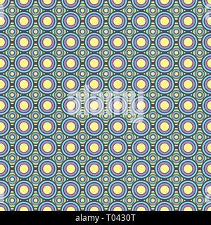Abstract pastello colorato cerchi, ornamento geometrico, multicolore seamless pattern, round piastrella, illustrazione retrò, geometria texture a sfera, vettore backg Illustrazione Vettoriale