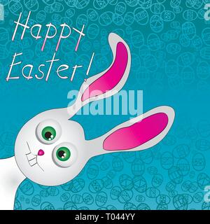 Simpatico coniglietto di Pasqua. Poco cartoon lepre Guarda con pietà faccia. Utilizzare per creare divertenti progetti di Pasqua. Illustrazione Vettoriale Illustrazione Vettoriale