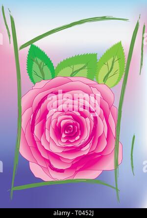 Sfondo con rose in stile asiatico, illustrazione vettoriale Illustrazione Vettoriale