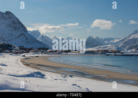 Ramberg nelle Isole Lofoten in Norvegia Foto Stock