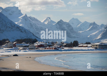 Ramberg nelle Isole Lofoten in Norvegia Foto Stock