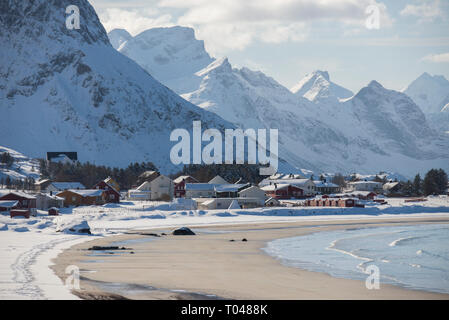 Ramberg nelle Isole Lofoten in Norvegia Foto Stock