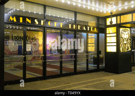 Minskoff Theater in Times Square NYC Foto Stock