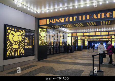 Minskoff Theater in Times Square NYC Foto Stock