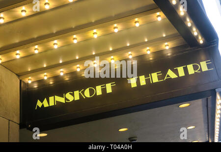 Minskoff Theater in Times Square NYC Foto Stock