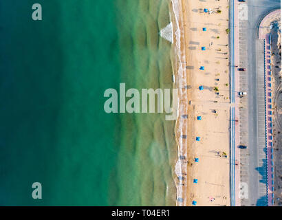 Vista aerea a Flamingo Beach a Ras Al Khaimah emirato di Emirati Arabi Uniti Foto Stock